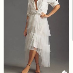 Maeve Tulle & Pearl-Embellished Sheer Skirt